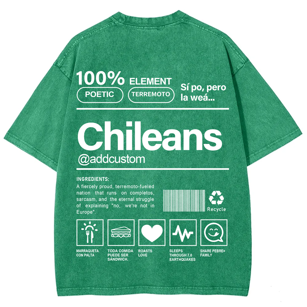 Chileans Addcustom Unisex Fit  Washed T-Shirt