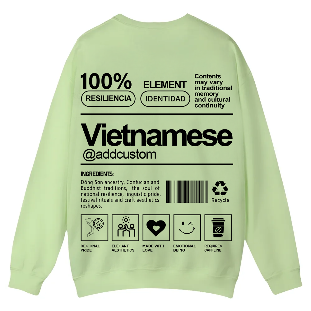Vietnamese Addcustom Unisex Fit  Casual Crewneck Sweatshirt wearishow