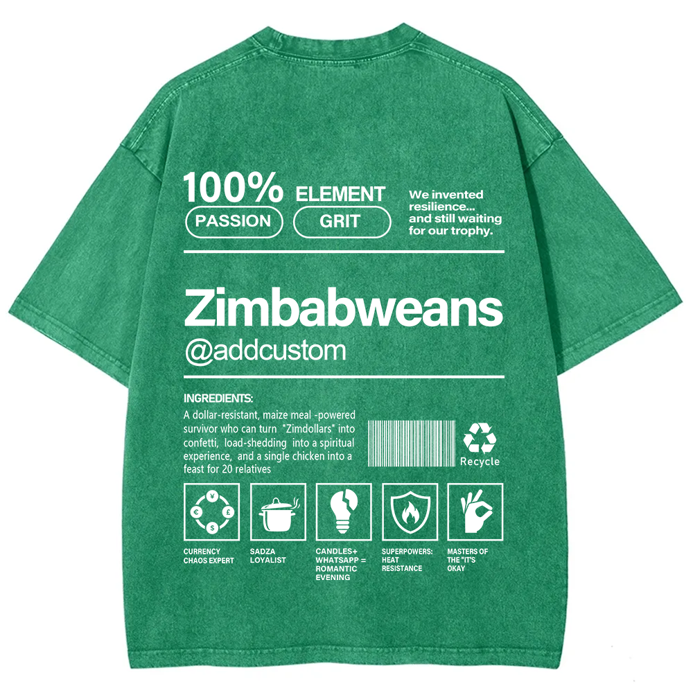 Zimbabweans Addcustom Unisex Fit  Washed T-Shirt