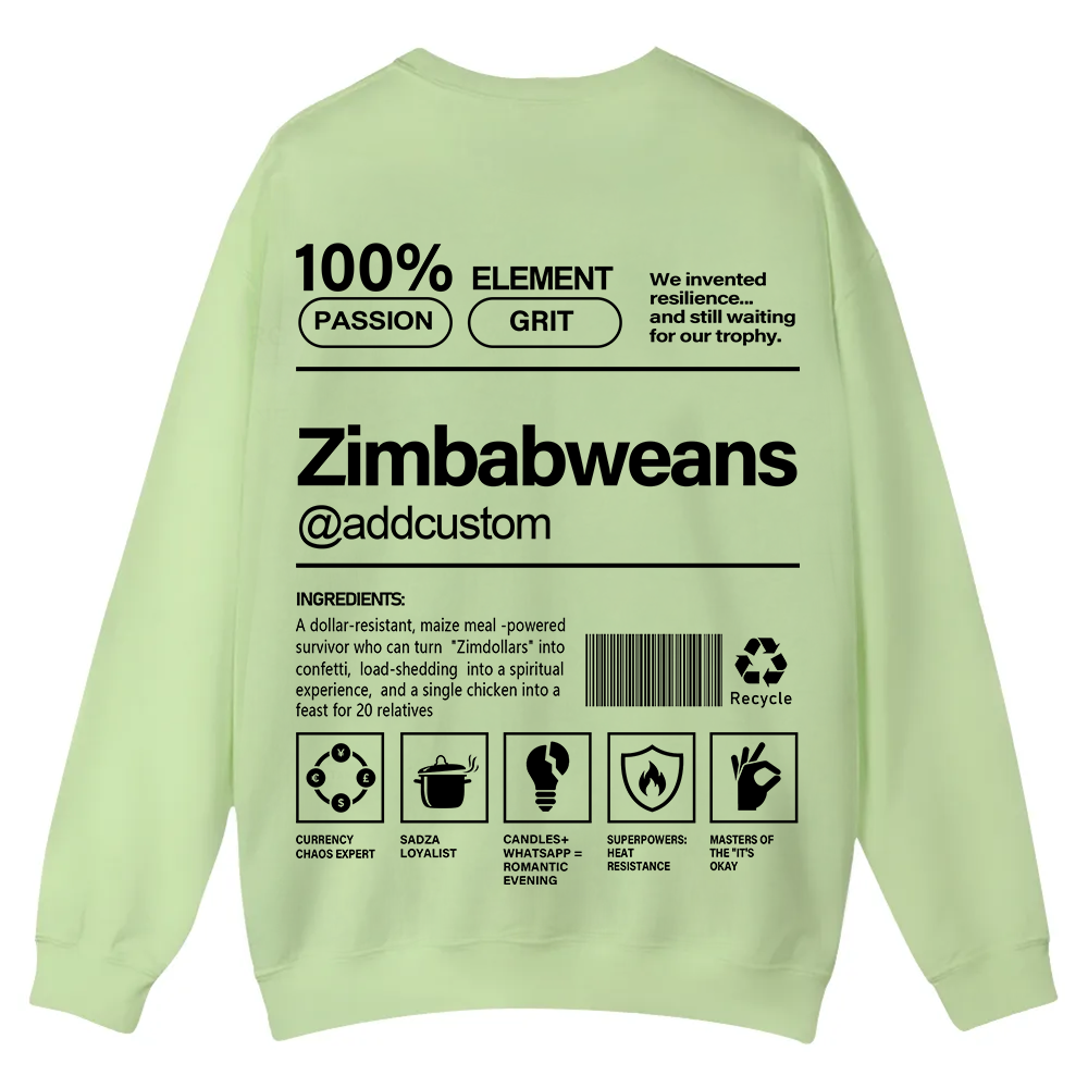 Zimbabweans Addcustom Unisex Fit  Casual Crewneck Sweatshirt wearishow