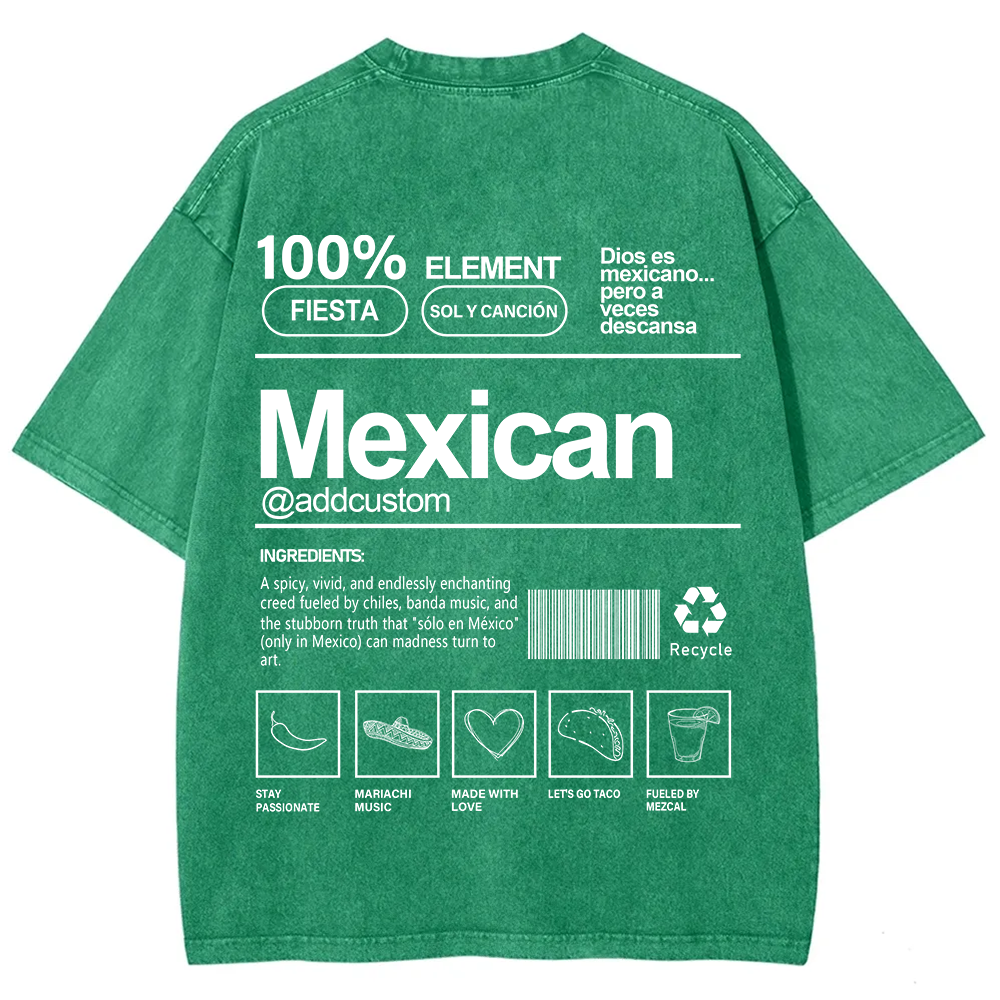 Mexican Addcustom Unisex Fit  Washed T-Shirt