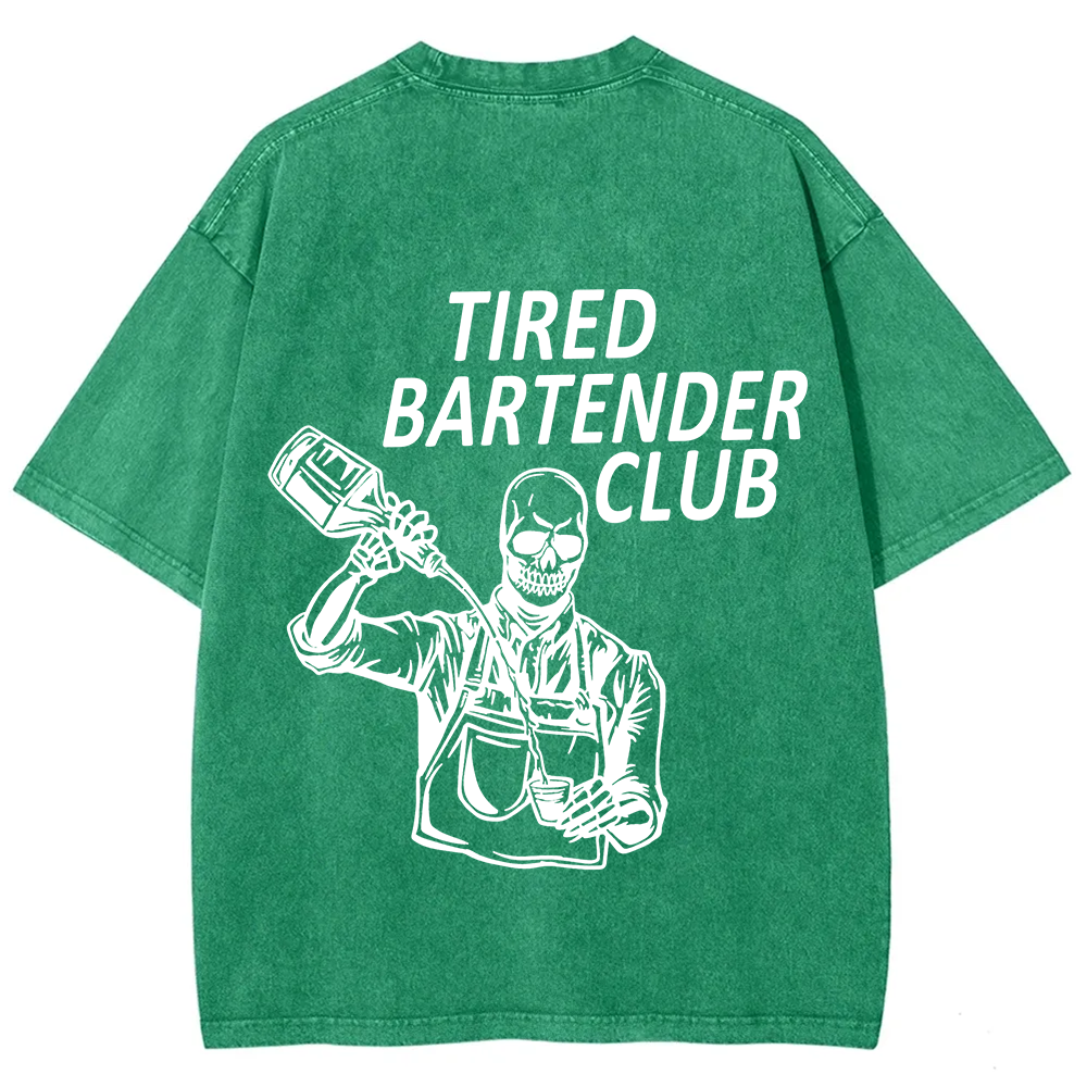 Tired Bartender Club Unisex Fit  Washed T-Shirt