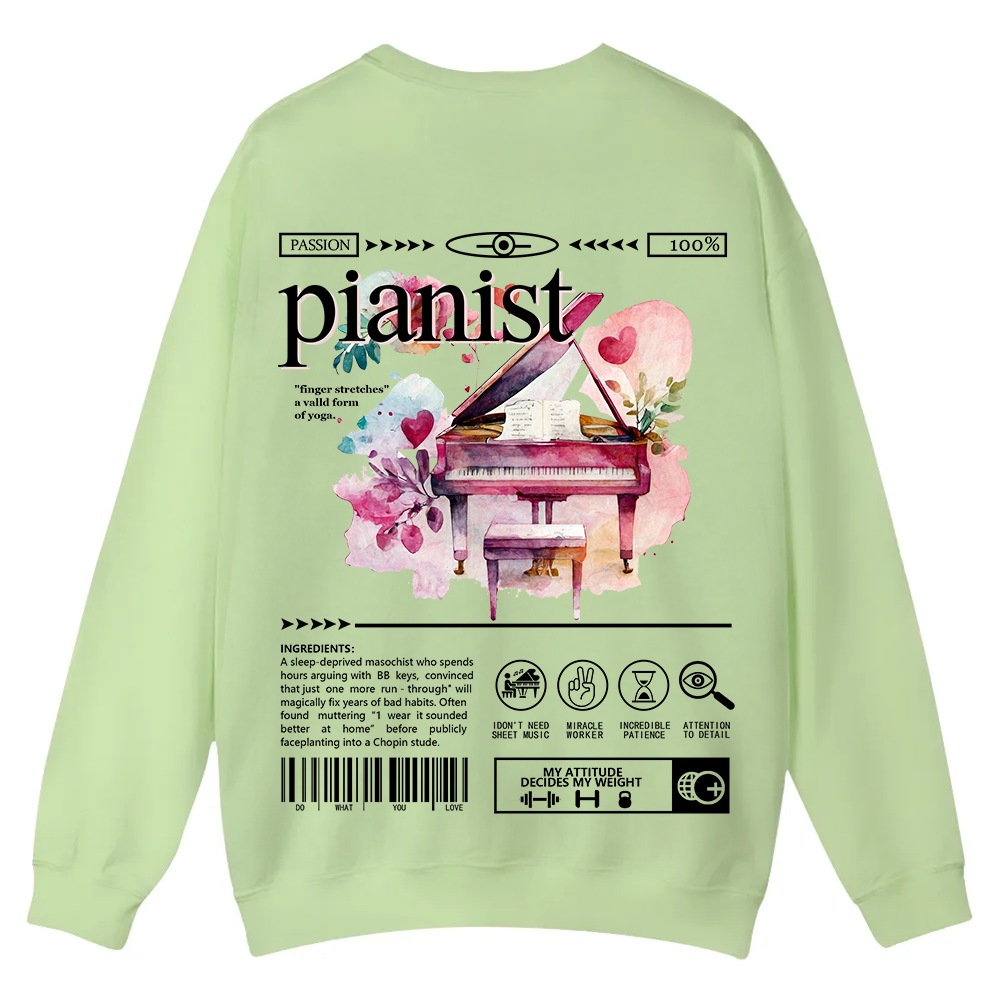 Pianist Casual Crewneck Sweatshirt wearishow