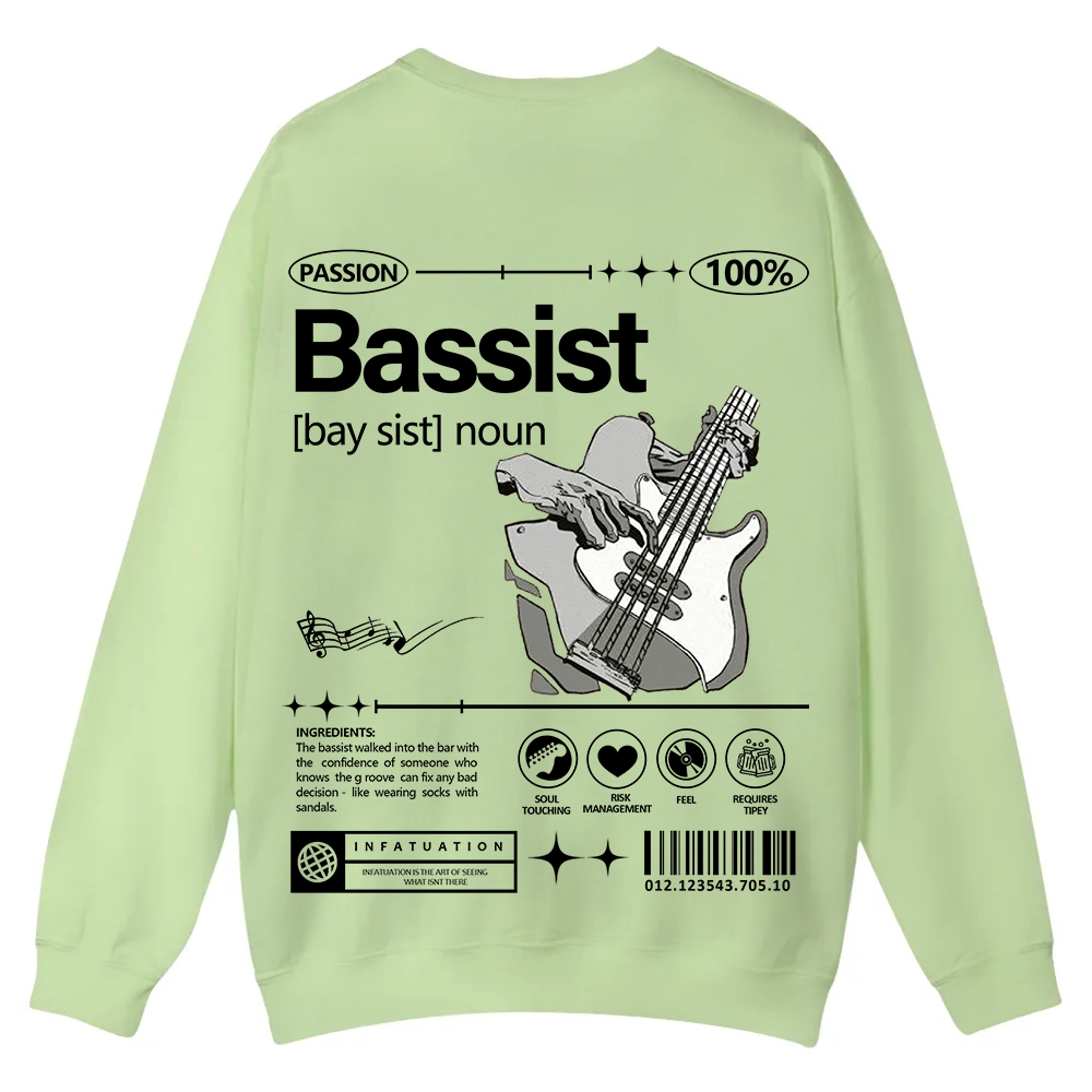 Bassist Casual Crewneck Sweatshirt wearishow