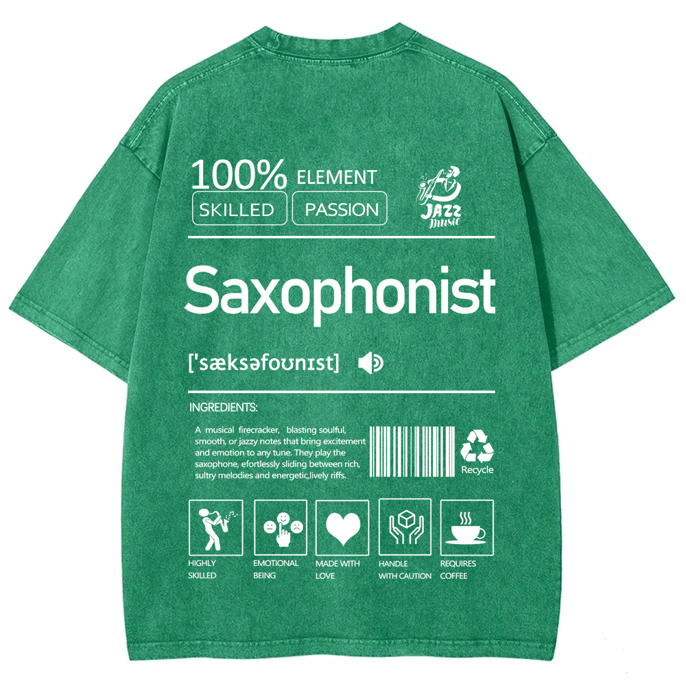 Saxophonist Unisex Fit Washed T-Shirt  wearishow