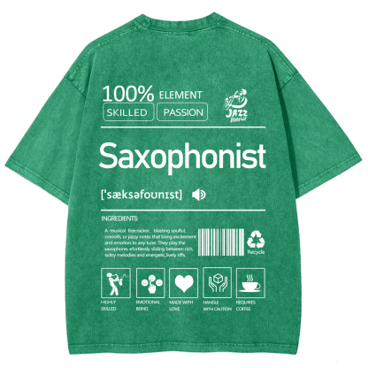 Saxophonist Unisex Fit Washed T-Shirt  wearishow