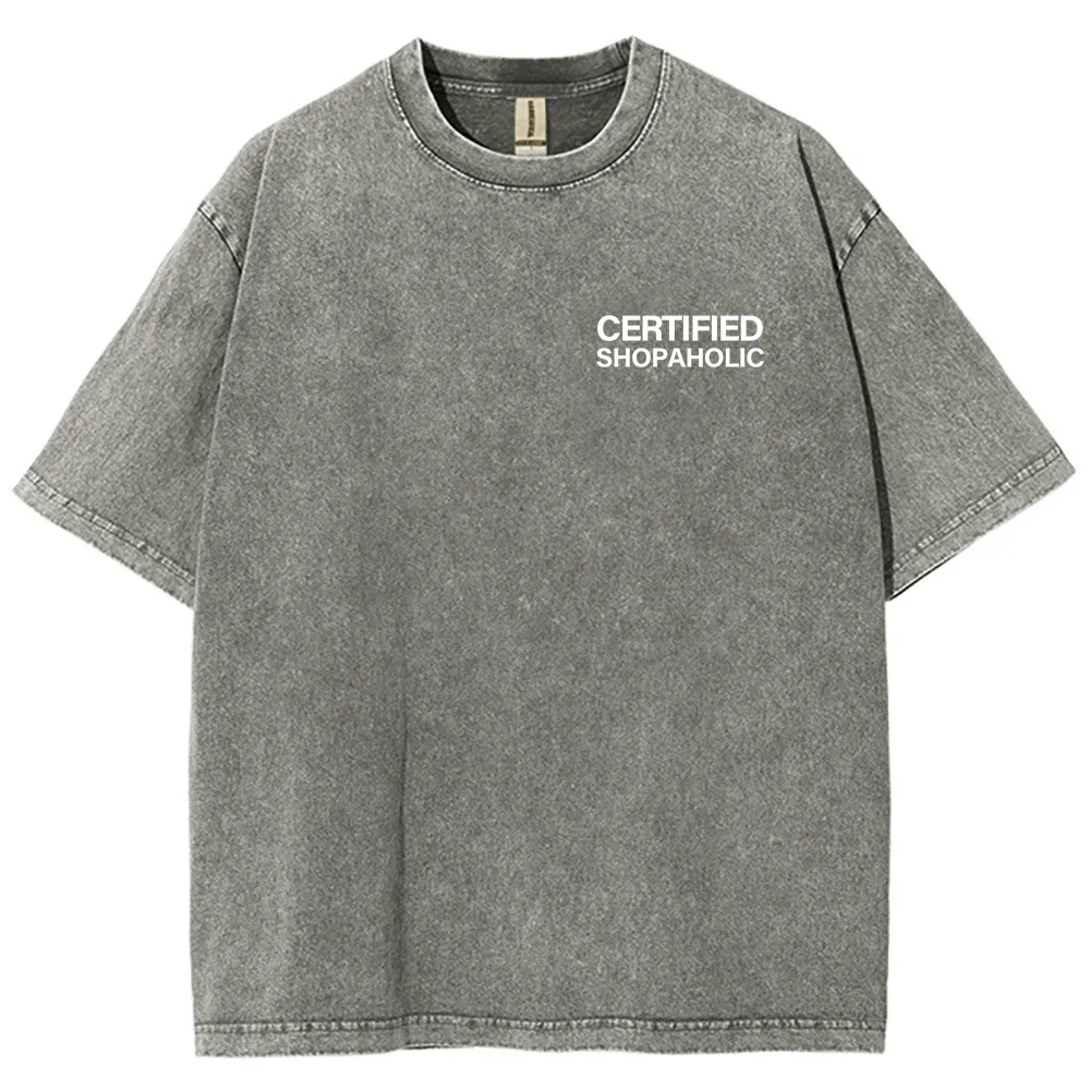 Certified Shopaholic Unisex Fit Washed T-Shirt