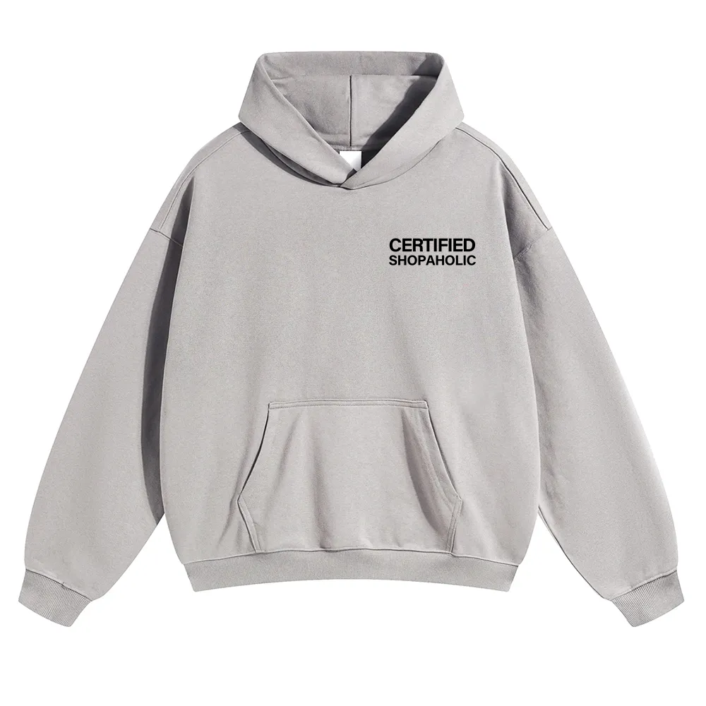 Certified Shopaholic Unisex Solid Color Hoodie wearishow