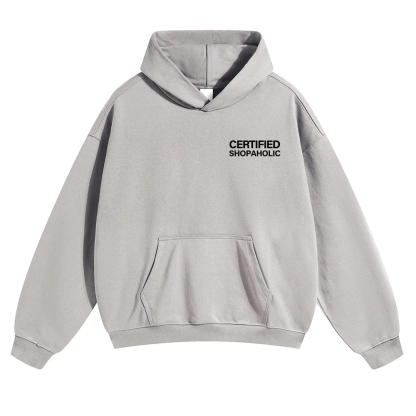 Certified Shopaholic Unisex Solid Color Hoodie wearishow
