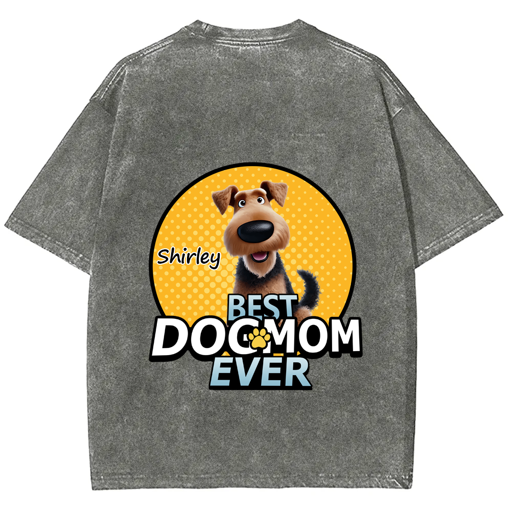 Best Dog Mom For Furry Kid - Personalized Custom Unisex Fit Washed T-Shirt wearishow