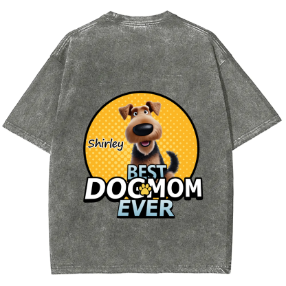 Best Dog Mom For Furry Kid - Personalized Custom Unisex Fit Washed T-Shirt wearishow