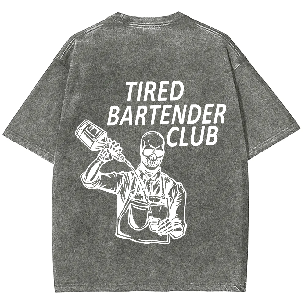 Tired Bartender Club Unisex Fit  Washed T-Shirt