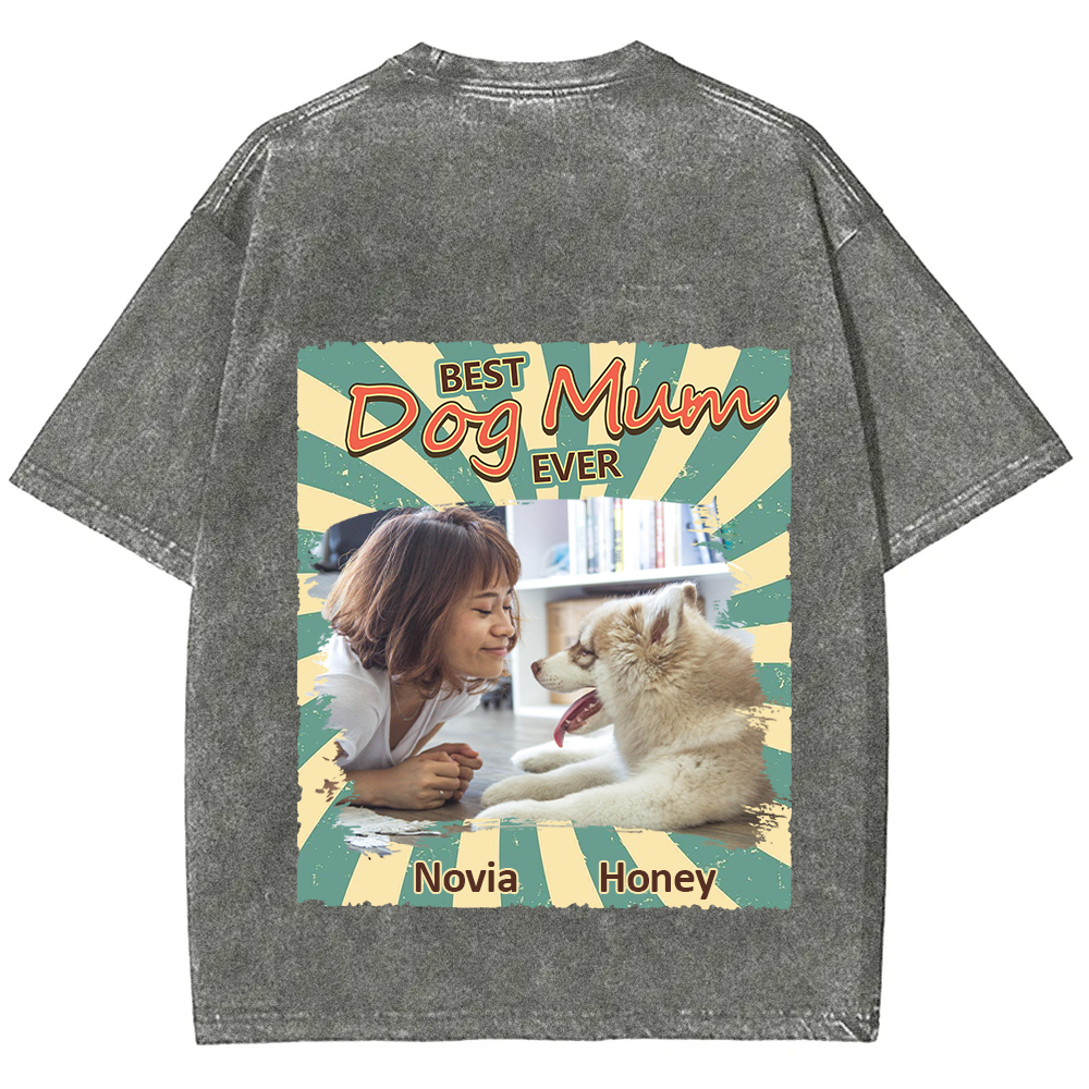 Retro Funny Dog Shirt Photo- Personalized Custom Unisex Fit Washed T-Shirt wearishow