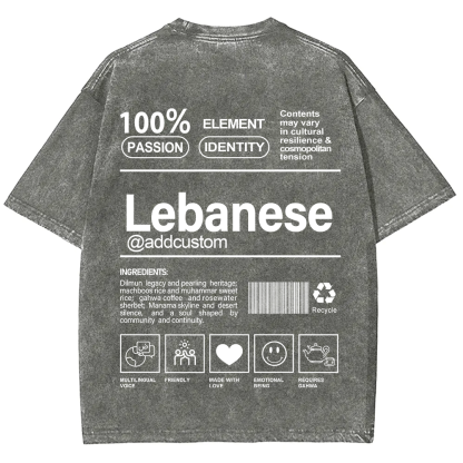 Lebanese Addcustom Unisex Fit  Washed T-Shirt