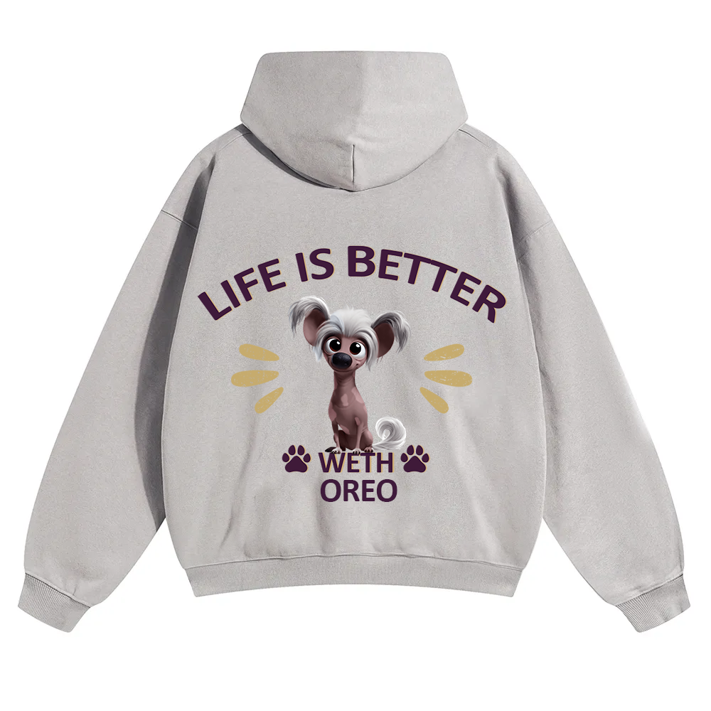 Better Life With My Dog - Personalized Custom Unisex Soild Color Hoodies wearishow