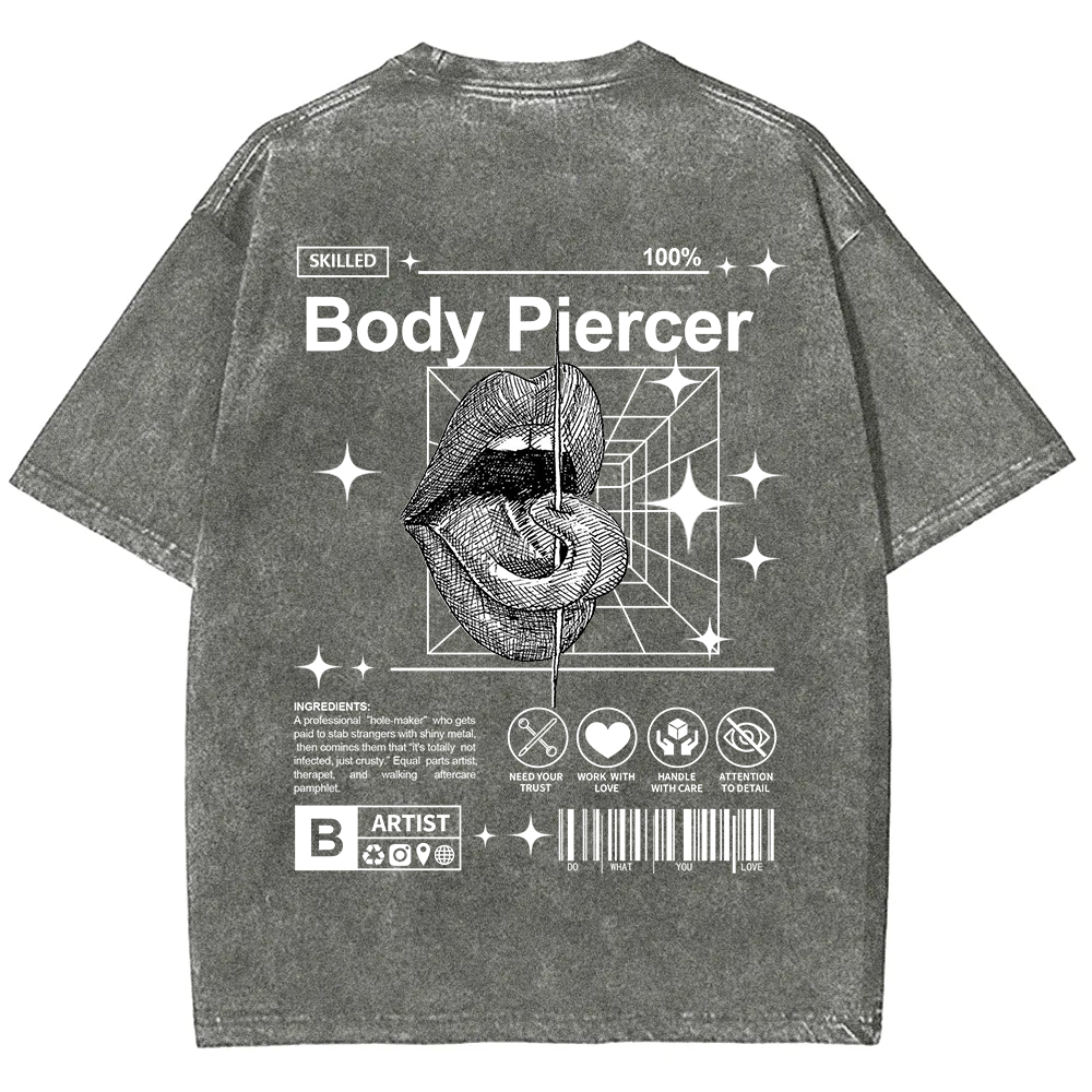 Body Piercer Casual Unisex Fit Washed T-Shirt