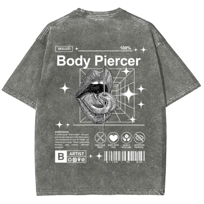 Body Piercer Casual Unisex Fit Washed T-Shirt