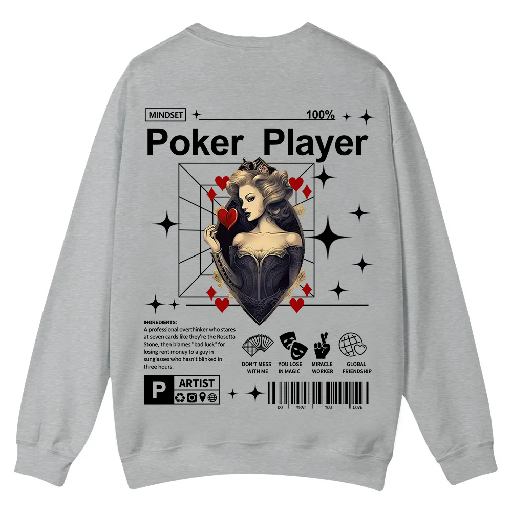 Poker Player Casual Crewneck Sweatshirt wearishow