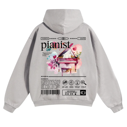 Pianist Unisex Solid Color Hoodie wearishow