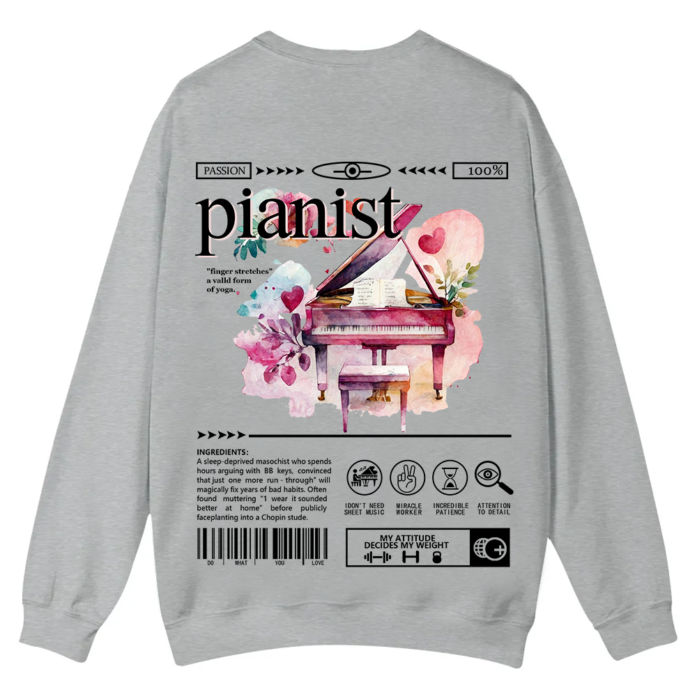 Pianist Casual Crewneck Sweatshirt wearishow