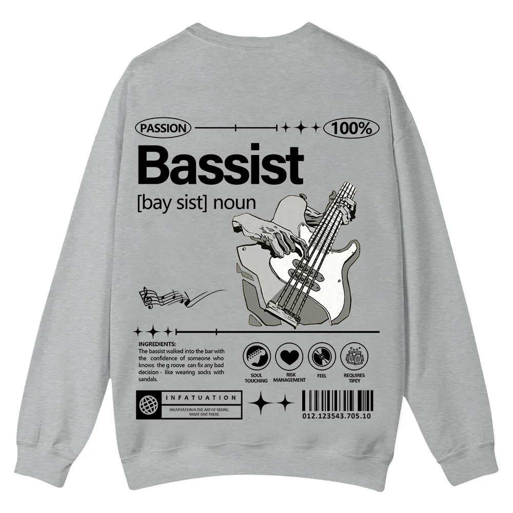 Bassist Casual Crewneck Sweatshirt wearishow