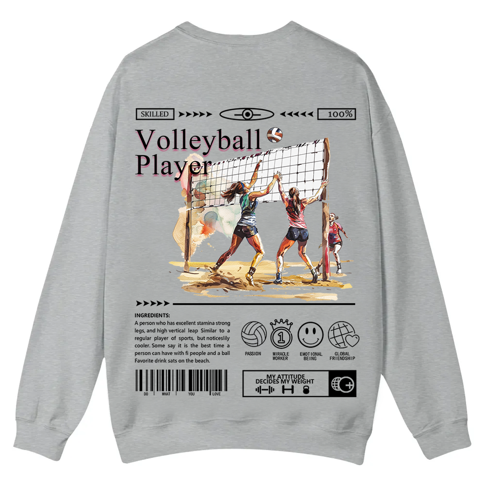Volleyball Player Casual Crewneck Sweatshirt wearishow