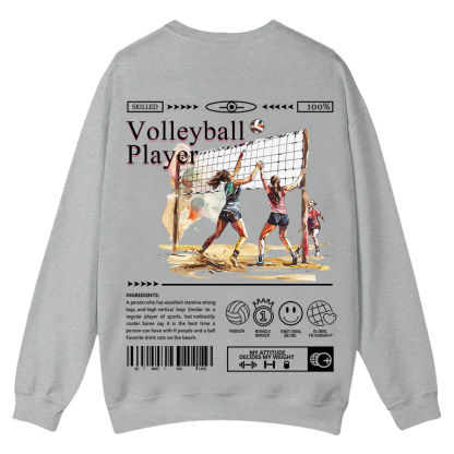 Volleyball Player Casual Crewneck Sweatshirt wearishow