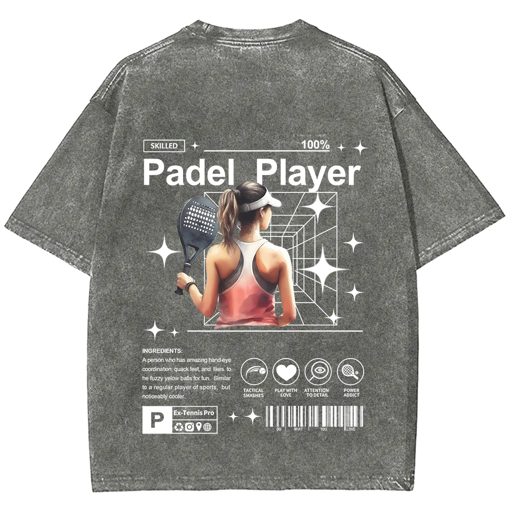 Padel Player Unisex Fit Washed T-Shirt