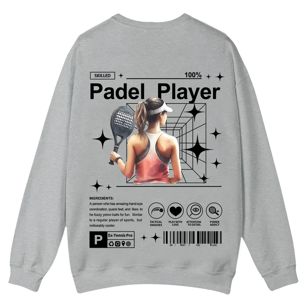 Padel Player Casual Crewneck Sweatshirt wearishow