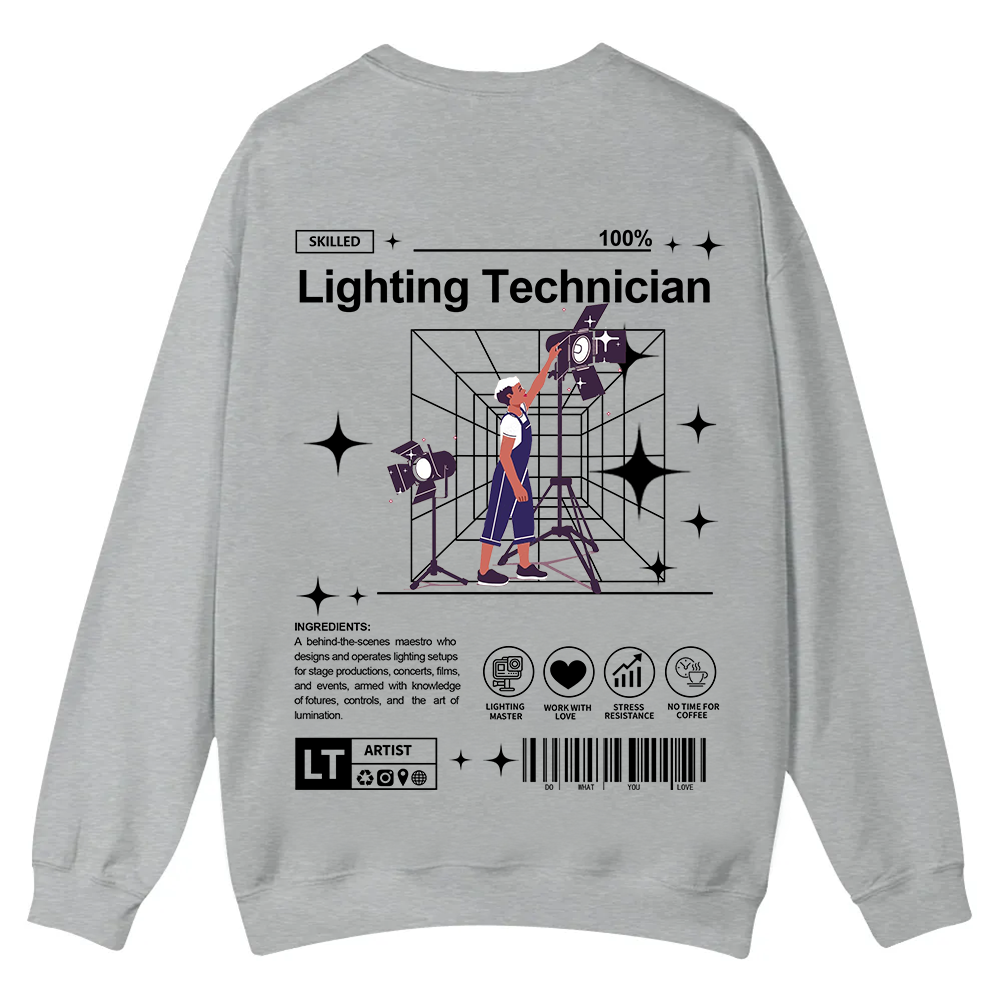 Lighting Technician Casual Crewneck Sweatshirt wearishow
