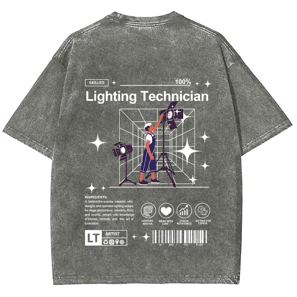 Lighting Technician Unisex Fit Washed T-Shirt