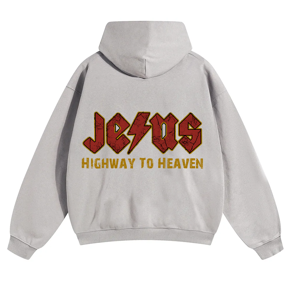 Jesus Highway To Heaven Unisex Solid Color Hoodie wearishow