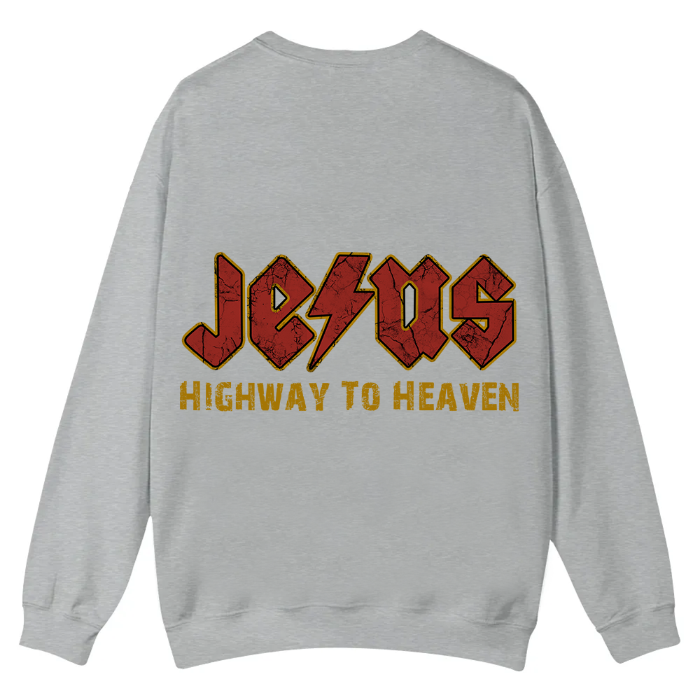 Jesus Highway To Heaven Casual Crewneck Sweatshirt wearishow