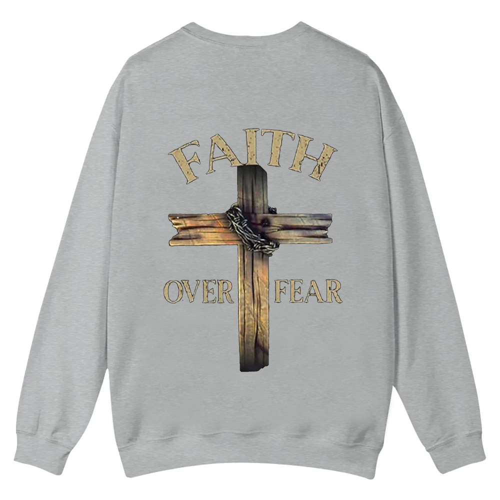 Faith Over Fear Cross Casual Crewneck Sweatshirt wearishow
