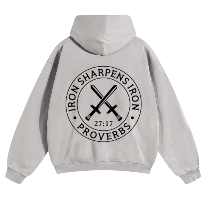 Iron Sharpens Iron PRVOERBS 27:17 Christian Unisex Solid Color Hoodie wearishow