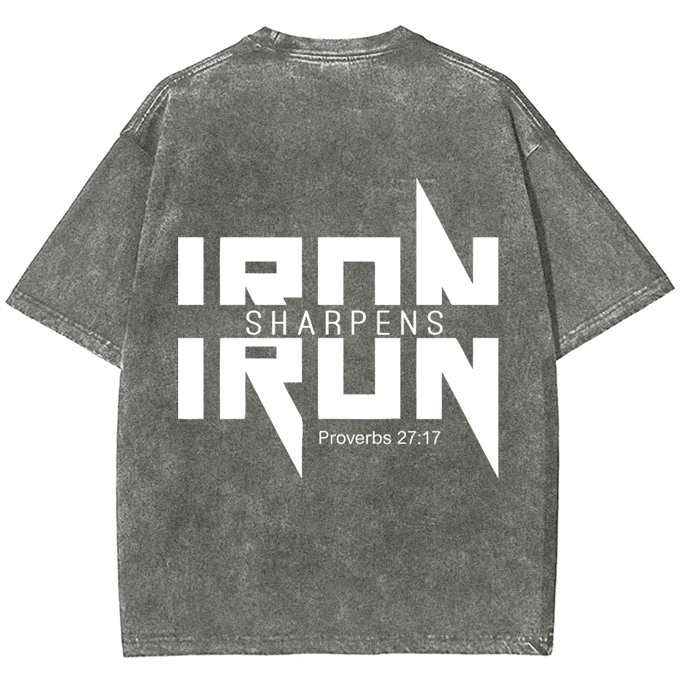 Iron Sharpens Iron Christian Unisex Fit Washed T-Shirt