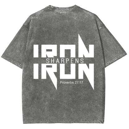 Iron Sharpens Iron Christian Unisex Fit Washed T-Shirt