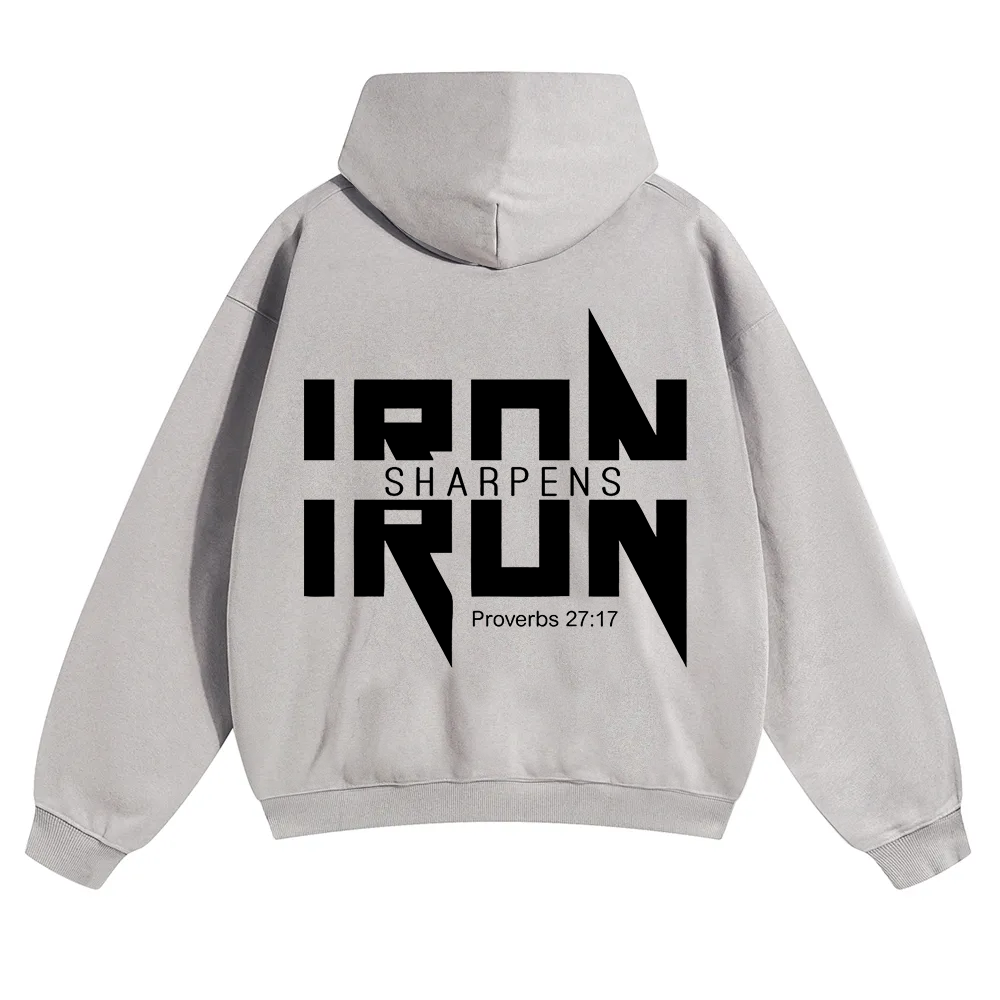 Iron Sharpens Iron Christian Unisex Solid Color Hoodie wearishow