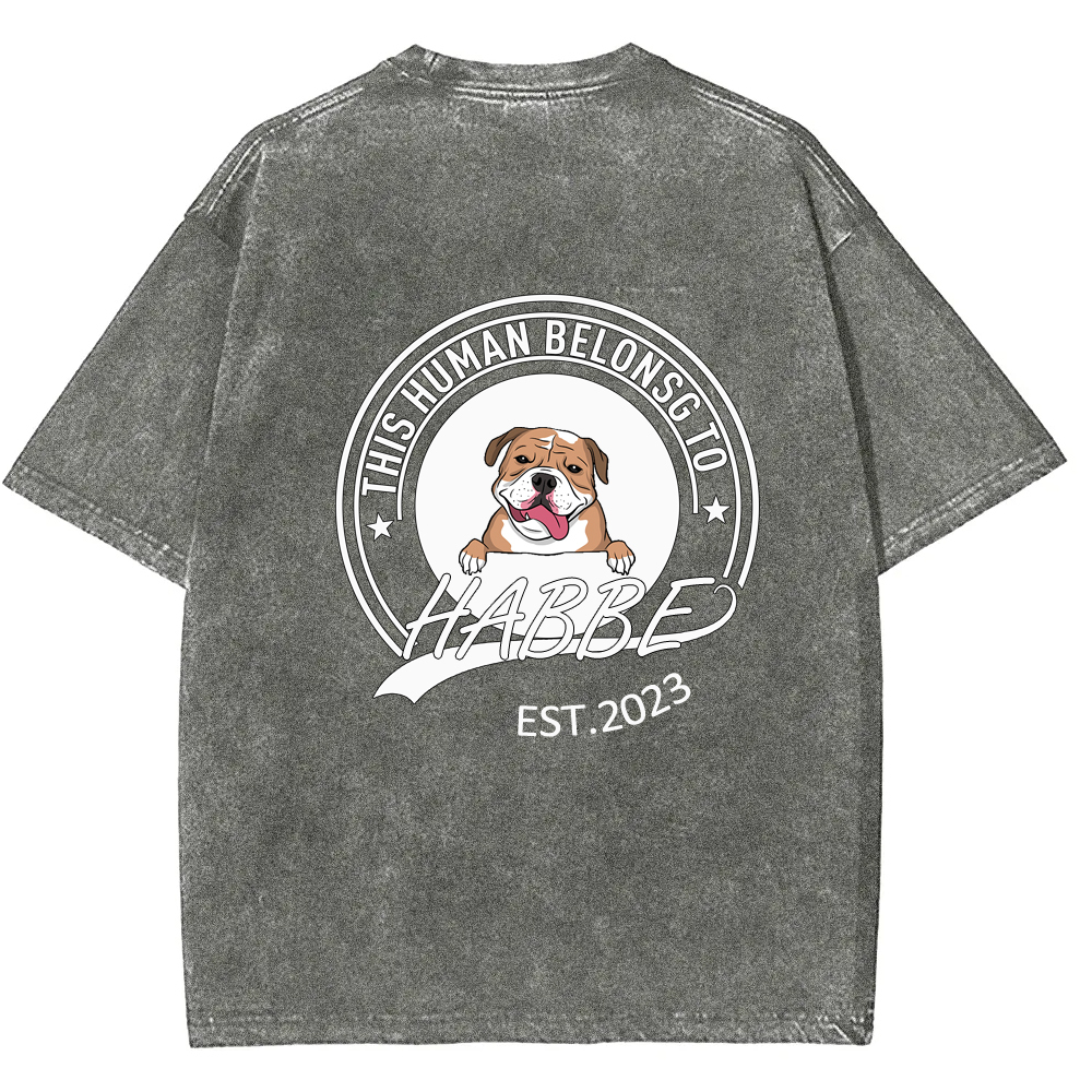 Wearishow -This Human Belongs To - Personalized Custom  WashedT-shirt