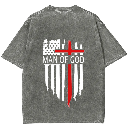 Man Of God Chrsitian Unisex Fit Washed T-Shirt