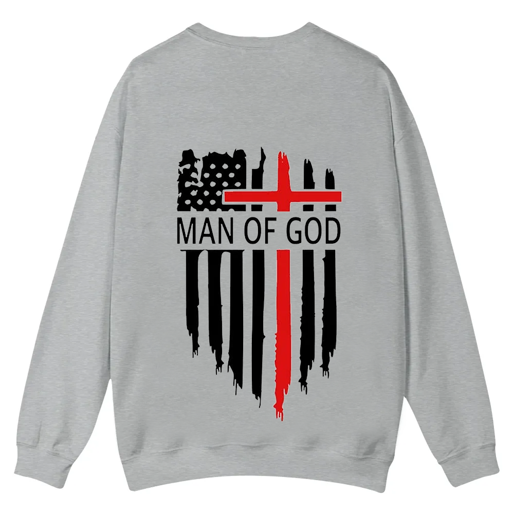 Man Of God Chrsitian Casual Crewneck Sweatshirt wearishow