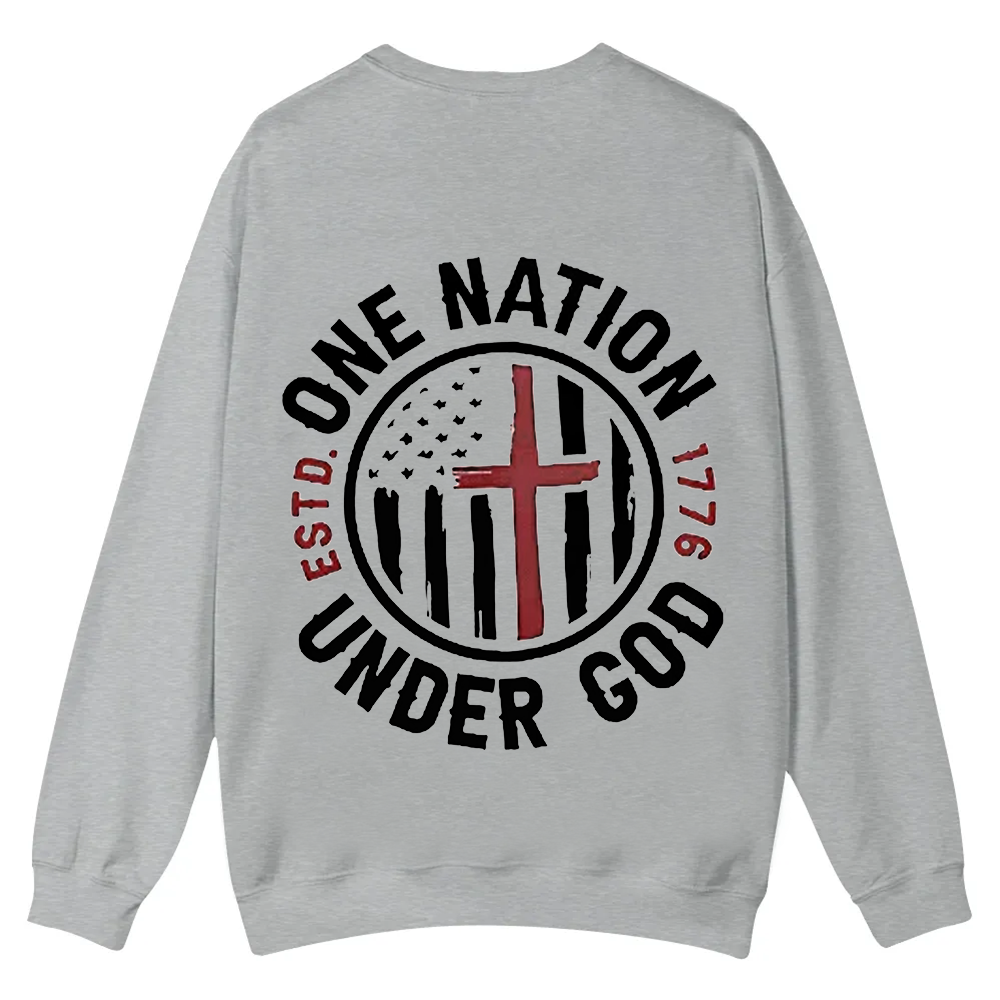 One Nation Under God ESTD 1776 Casual Crewneck Sweatshirt wearishow