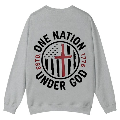 One Nation Under God ESTD 1776 Casual Crewneck Sweatshirt wearishow