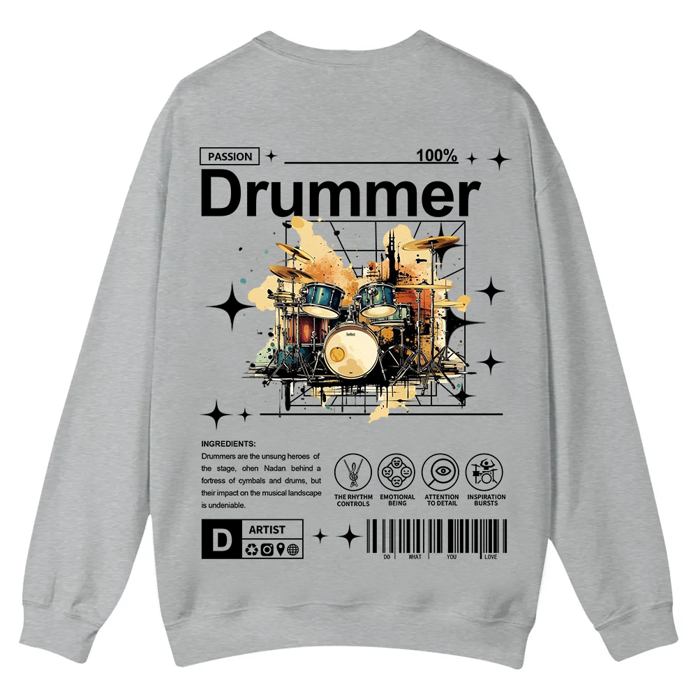 Drummer Casual Crewneck Sweatshirt wearishow