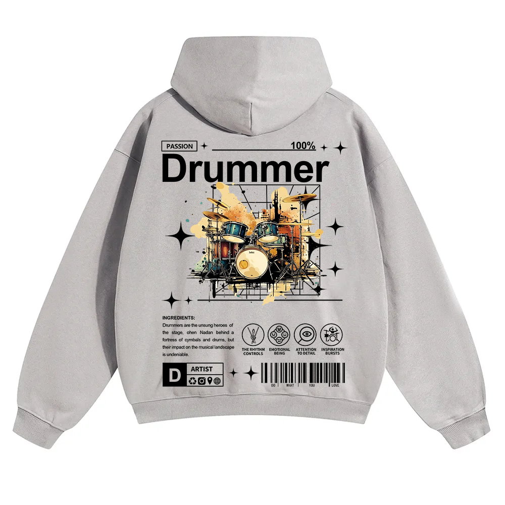 Drummer Unisex Solid Color Hoodie wearishow