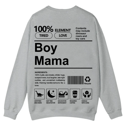 Boy Mama Casual Crewneck Sweatshirt wearishow