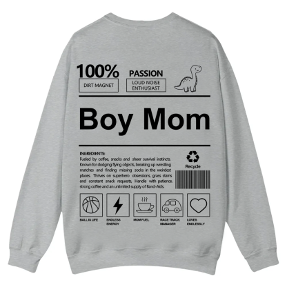 Boy Mom Casual Crewneck Sweatshirt wearishow