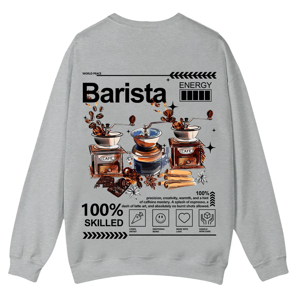 Barista Casual Crewneck Sweatshirt wearishow