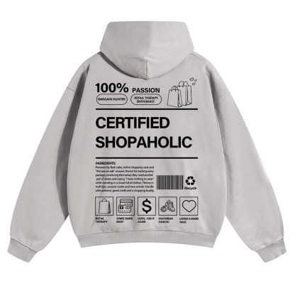 Certified Shopaholic Unisex Solid Color Hoodie wearishow