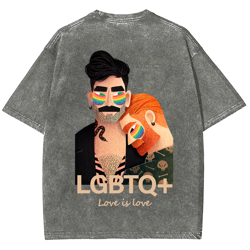 Lgbtq+ Love Is Love Unisex Fit Washed T-Shirt